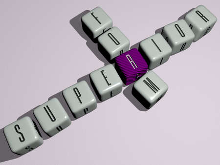 nutrition supplements: superior form combined by dice letters and color crossing for the related meanings of the concept. lake and illustrationの写真素材