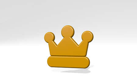 VIP CROWN QUEEN made by 3D illustration of a shiny metallic sculpture with the shadow on light background. card and goldの写真素材