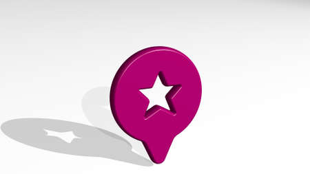 STYLE ONE PIN STAR made by 3D illustration of a shiny metallic sculpture with the shadow on light background. design and iconの写真素材