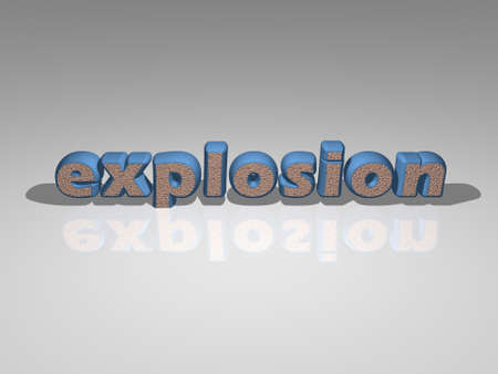 Colorful explosion written with 3D illustration from a front perspective, ideal image for conceptual and visual display. background and abstractの写真素材
