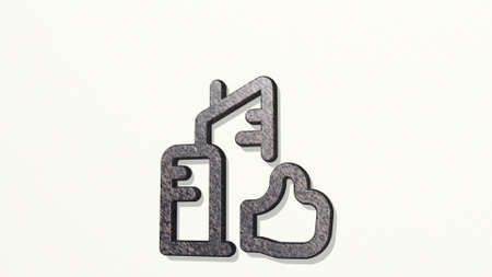 real estate action building like from a perspective on the wall. A thick sculpture made of metallic...