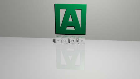 3D graphical image of font vertically along with text built by metallic cubic letters from the top perspective, excellent for the concept presentation and slideshows. illustration and designの写真素材