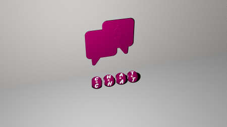 3D graphical image of CHAT vertically along with text built by metallic cubic letters from the top perspective, excellent for the concept presentation and slideshows. illustration and iconの写真素材