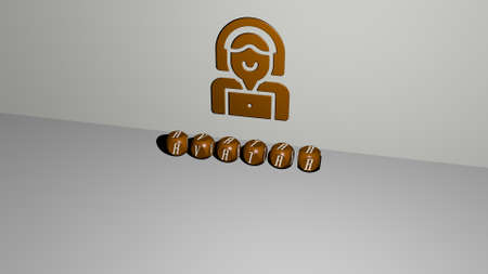 3D graphical image of AVATAR vertically along with text built by metallic cubic letters from the top perspective, excellent for the concept presentation and slideshows. illustration and iconの写真素材
