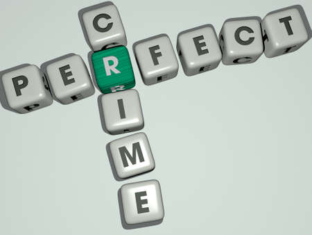 combination of perfect crime built by cubic letters from the top perspective, excellent for the concept presentation. illustration and backgroundの写真素材