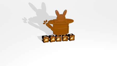 3D illustration of MAGIC graphics and text made by metallic dice letters for the related meanings of the concept and presentations. background and abstractの写真素材