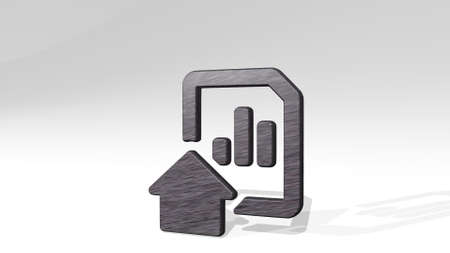 data file bars home made by 3D illustration of a shiny metallic sculpture casting shadow on light background. business and conceptの写真素材