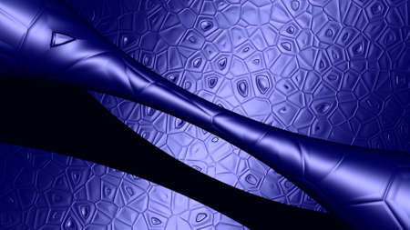 3D illustration of a background in DARK BLUE color with special texture of stones and grovel and curves tube. abstract and blackの写真素材