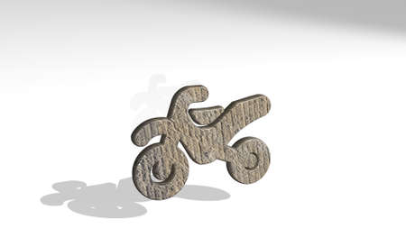 scooter sport casting shadow from a perspective. A thick sculpture made of metallic materials of 3D rendering. illustration and electricの写真素材