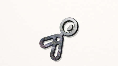 KITCHENWARE SCOOPER from a perspective on the wall. A thick sculpture made of metallic materials of...