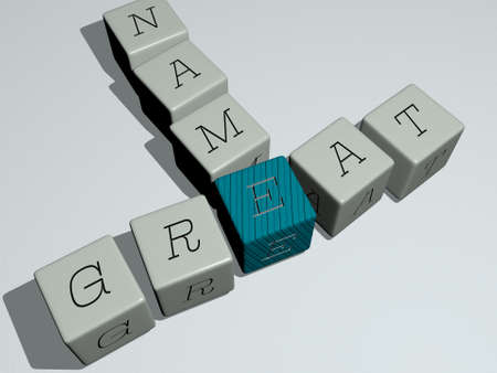 combination of great name built by cubic letters from the top perspective, excellent for the concept presentation. background and illustrationの写真素材
