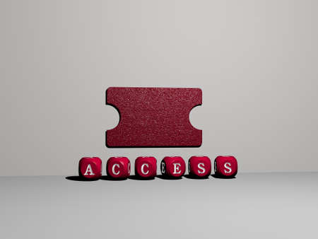 3D graphical image of access vertically along with text built by metallic cubic letters from the top perspective, excellent for the concept presentation and slideshows. illustration and backgroundの写真素材