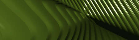 Ultra wide image made of olive drab monochromic 3D curved abstract background image made of plain spotted patterns with shadow perspectives. oil and illustrationの写真素材