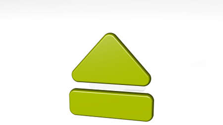 controls eject made by 3D illustration of a shiny metallic sculpture with the shadow on light background. business and equipmentの写真素材