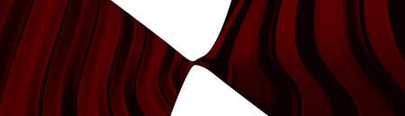 Ultra wide 3D illustration of a geometrical shape of MAROON color on a white abstract background as a curved and glossy surface with direct light reflection. red and designの写真素材