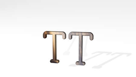 caps casting shadow from a perspective. A thick sculpture made of metallic materials of 3D rendering. background and illustrationの写真素材