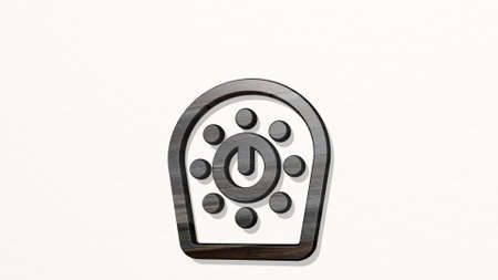 TOOLS KITCHEN SCALE on the wall. 3D illustration of metallic sculpture over a white background with mild texture. equipment and designの写真素材