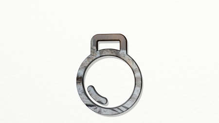 FITNESS GRIP WEIGHTS on the wall. 3D illustration of metallic sculpture over a white background with...