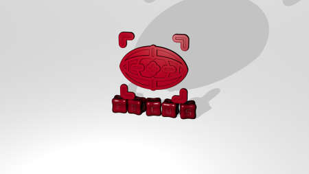 3D graphical image of focus vertically along with text built by metallic cubic letters from the top...