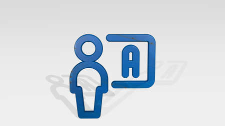 SINGLE NEUTRAL STATIC made by 3D illustration of a shiny metallic sculpture casting shadow on light...