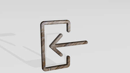 LOGIN made by 3D illustration of a shiny metallic sculpture casting shadow on light background. icon...