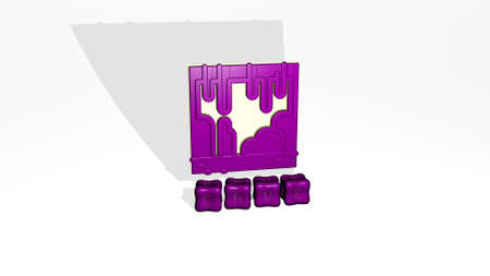 3D illustration of CAVE graphics and text made by metallic dice letters for the related meanings of...