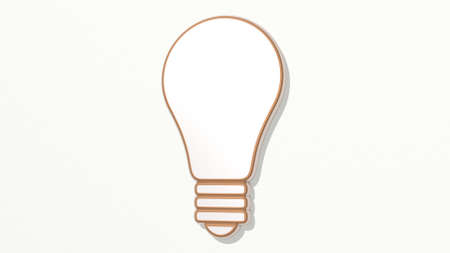 LIGHT BULB on the wall. 3D illustration of metallic sculpture over a white background with mild...