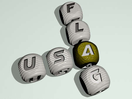 USA FLAG combined by dice letters and color crossing for the related meanings of the concept....