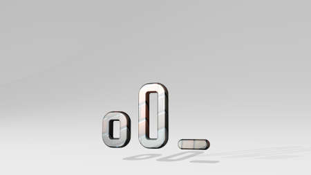 SIGNAL MEDIUM casting shadow with two lights. 3D illustration of metallic sculpture over a white...