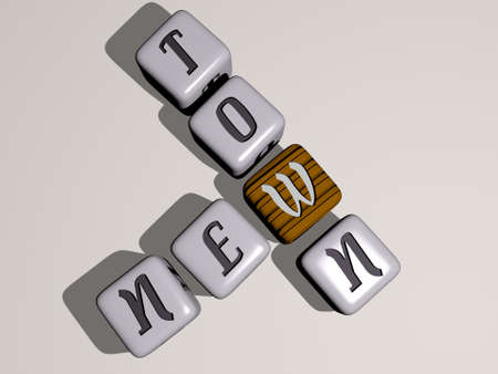 NEW TOWN combined by dice letters and color crossing for the related meanings of the concept. city and architectureの写真素材