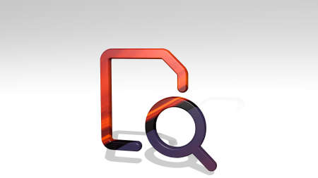 common file search made by 3D illustration of a shiny metallic sculpture casting shadow on light...