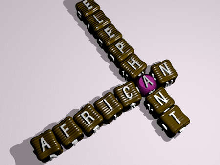combination of AFRICAN ELEPHANT built by cubic letters from the top perspective, excellent for the...