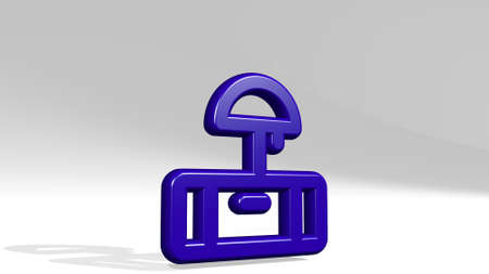 NIGHT STAND LAMP made by 3D illustration of a shiny metallic sculpture with the shadow on light background. city and architectureの写真素材