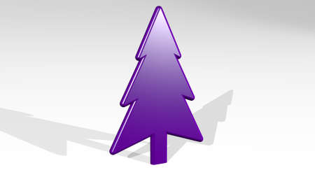 tree stand with shadow. 3D illustration of metallic sculpture over a white background with mild texture. christmas and beautifulの写真素材