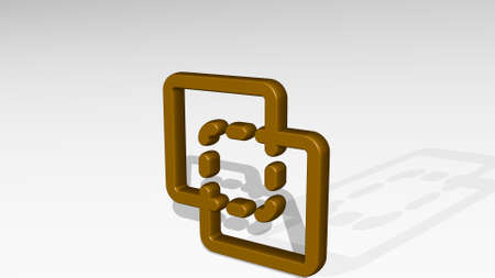 pathfinder exclude made by 3D illustration of a shiny metallic sculpture with the shadow on light...