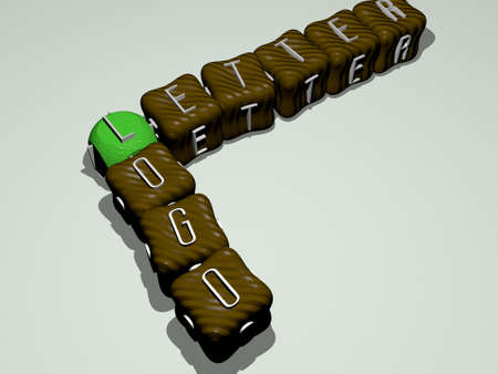 crosswords of LETTER   arranged by cubic letters on a mirror floor, concept meaning and...
