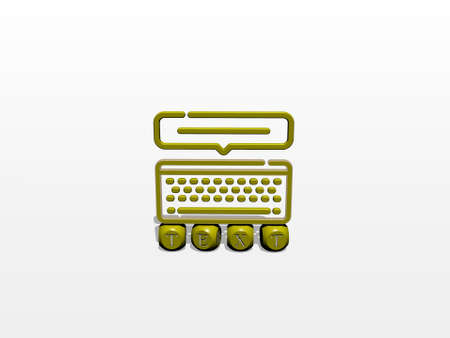 3D graphical image of TEXT vertically along with text built by metallic cubic letters from the top perspective, excellent for the concept presentation and slideshows. illustration and backgroundの写真素材