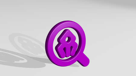 medical nanobot search stand with shadow. 3D illustration of metallic sculpture over a white...