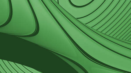 3D illustration of a background in forest green color with special texture of moving groove lines....