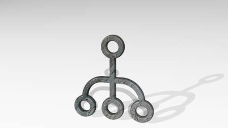 HIERARCHY made by 3D illustration of a shiny metallic sculpture casting shadow on light background....