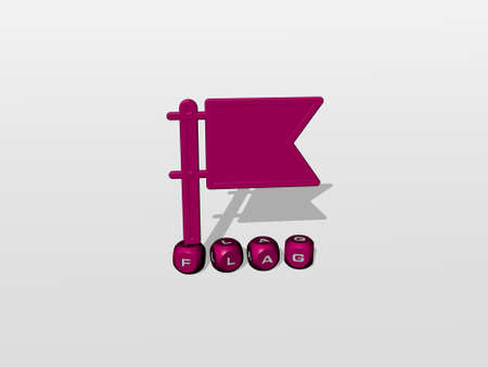 3D illustration of flag graphics and text made by metallic dice letters for the related meanings of the concept and presentations. background and countryの写真素材