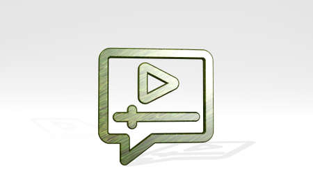 video player subtitle made by 3D illustration of a shiny metallic sculpture casting shadow on light...