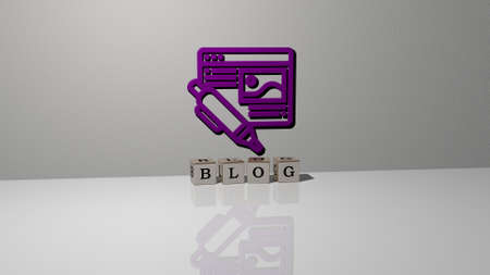 3D illustration of blog graphics and text made by metallic dice letters for the related meanings of the concept and presentations. background and businessの写真素材