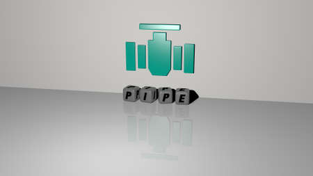 3D illustration of PIPE graphics and text made by metallic dice letters for the related meanings of the concept and presentations. background and constructionの写真素材