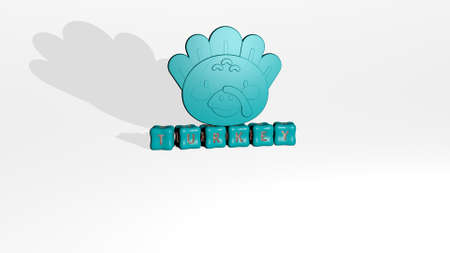 3D illustration of turkey graphics and text made by metallic dice letters for the related meanings...