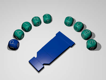 3D illustration of PAINT TUBE graphics and text around the icon made by metallic dice letters for the related meanings of the concept and presentations. background and abstractの写真素材