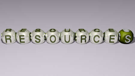 RESOURCES combined by dice letters and color crossing for the related meanings of the concept. human and illustrationの写真素材