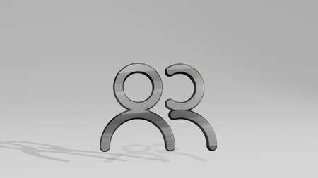 MULTIPLE NEUTRAL casting shadow from a perspective. A thick sculpture made of metallic materials of 3D rendering. background and illustrationの写真素材