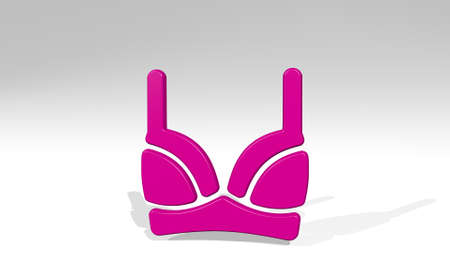 underwear bra stand with shadow. 3D illustration of metallic sculpture over a white background with mild texture. woman and beautifulの写真素材