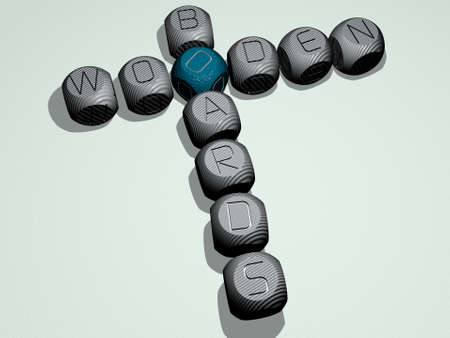 combination of WOODEN BOARDS built by cubic letters from the top perspective, excellent for the concept presentation. background and tableの写真素材